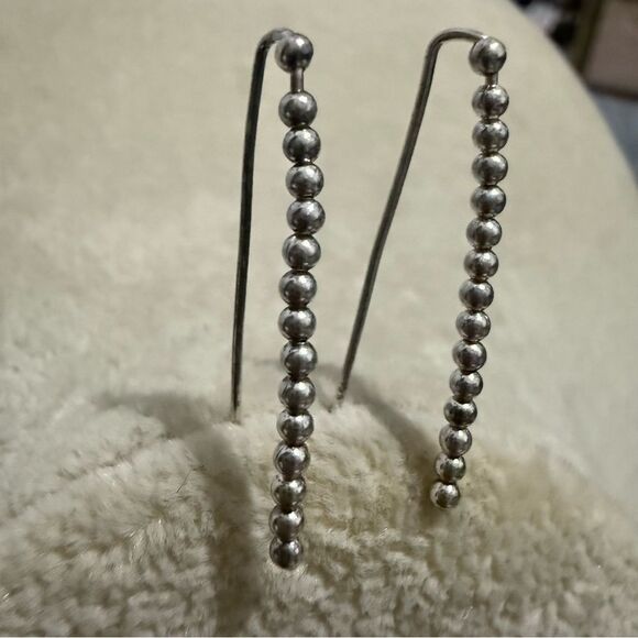 STERLING SILVER BALL DROP EARRINGS – MINIMALIST HOOK STYLE FOR WOMEN - Picture 4 of 17